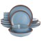 Soho Lounge Lagos 16 Piece Terracotta Double Bowl Dinnerware Set in Solid Matte Blue 87092.16R - alternate 1
