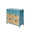 Homeroots 30in Teal Wood And Water Hyacinth Accent Cabinet With Six Drawers 286668 - alternate 1