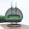 Leisuremod Charcoal Wicker Hanging 2 person Egg Swing Chair with Dark Green Cushions ESCCH-57DG - alternate 6