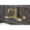 Kingston Brass Two-Handle Wall Mount Bridge Kitchen Faucet, Brushed Brass KS1267BPL - alternate 2