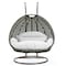 Leisuremod Beige Wicker Hanging 2 person Egg Swing Chair, White ESCBG-57W - alternate 1