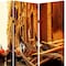 Homeroots 72" Brown Canvas Folding Three Panel Screen Room Divider 274859 - alternate 6