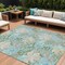 Homeroots 8' X 10' Teal Blue Olive Green And Beige Botanical Leaves Washable Indoor Outdoor Area Rug 618415 - alternate 1