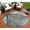 Homeroots 8' Gray Chocolate And Silver Round Abstract Washable Indoor Outdoor Area Rug 582256 - alternate 1