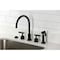 Kingston Brass Double-Handle Widespread Kitchen Faucet with Knurled Handle and Brass Sprayer, Matte Black KS8720KNLBS - alternate 4