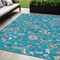 Homeroots 5' X 8' Teal Blue Ivory And Pink Floral Washable Indoor Outdoor Area Rug 597849 - alternate 1