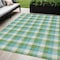 Homeroots 5' X 8' Lime Green Aqua And Beige Plaid Washable Indoor Outdoor Area Rug 601405 - alternate 1