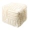 Homeroots 18" Beige Cotton Cube Striped Pouf Ottoman 534101 - alternate 7