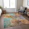 Homeroots 9' X 12' Copper Orange And Teal Blue Abstract Washable Indoor Outdoor Area Rug 581765 - alternate 4