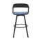 Homeroots 31" Blue and Black Fabric with Metal Swivel Bar Height Bar Chair 534460 - alternate 7