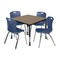 Regency Square Kee Mobile Adjustable Classroom Table W/ 4 Andy Chairs, 42 in W, 42 in L, Noble Oak TB4242NOAPCBK40NV - alternate 1