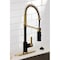 Kingston Brass Single-Handle Deck-Mount Pre-Rinse Kitchen Faucet, Matte Black/Brushed Brass LS877CTLMBBB - alternate 5