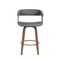 Homeroots 26" Gray And Wood Brown Faux Leather Swivel Counter Height Bar Chair 534466 - alternate 7
