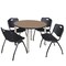 Regency Round Kee Breakroom Table W/ 4 M Stack Chairs, 48 in W, 48 in L, Noble Oak TB48RNDNOBPCM47BK - alternate 1