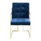 Homeroots Set of Two Tufted Navy Blue and Gold Upholstered Velvet Dining Arm Chairs 543520 - alternate 5
