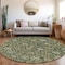 Homeroots 8' Green Tan And Gray Round Floral Washable Indoor Outdoor Area Rug 603463 - alternate 6
