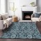 Homeroots 8' X 10' Teal Blue And Sky Blue Damask Washable Indoor Outdoor Area Rug 588199 - alternate 7