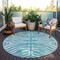 Homeroots 8' Teal Blue And Ivory Round Animal Print Washable Indoor Outdoor Area Rug 600662 - alternate 7