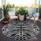 Homeroots 8' Black And Ivory Round Animal Print Washable Indoor Outdoor Area Rug 600590 - alternate 5