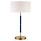 Homeroots 25" Blue and Gold Metal Two Light Table Lamp With White Drum Shade 524308 - alternate 1