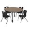 Regency Round Kee Mobile Adjustable Classroom Table W/ 4 Andy Chairs, 48 in W, 48 in L, Noble Oak TB48RNDNOAPCGY45BK - alternate 1