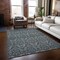 Homeroots 9' X 12' Blue and Cream Damask Washable Non Skid Indoor Outdoor Area Rug 563869 - alternate 7