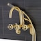 Kingston Brass 7-Inch Adjustable Wall Mount Clawfoot Tub Faucet with Knurled Handle and Hand Shower, Brushed Brass AE8157RKX - alternate 2