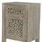 Homeroots 30" Gray Solid Wood Distressed Carved Floral One Drawer Nightstand 569580 - alternate 4