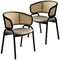 Leisuremod Ervilla Dining Arm Chair with Wicker Back and Leather Seat in Taupe, 2PK EC20TP-L2 - alternate 1
