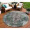 Homeroots 8' Fern Green And Purple Round Damask Washable Indoor Outdoor Area Rug 596383 - alternate 1
