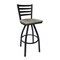 Bfm Seating Lima Ladder Back Swivel Barstool - Farm House Relic Seat - Steel Frame - Sand Black Finish 2160SFHR-SB - alternate 1