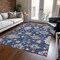 Homeroots 3' X 5' Navy Blue Beige And Gray Floral Washable Indoor Outdoor Area Rug 606164 - alternate 5