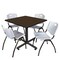 Regency Square Kobe Breakroom Table W/ 4 M Stack Chairs, 42 in W, 42 in L, Neo Walnut TKB4242NW47GY - alternate 1