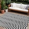 Homeroots 10' X 14' Black And Ivory Chevron Washable Indoor Outdoor Area Rug 595300 - alternate 1