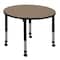 Regency Round Kee Height Adjustable Mobile Classroom Activity Table, 42 in W, 42 in L, Noble Oak TB42RNDNOAPCBK - alternate 1