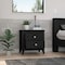 Homeroots 24" Black Wood Two Drawer Nightstand 543673 - alternate 6