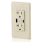 Leviton USBReceptacle, 20A, Almond, Thermoplastic GUAC2-T - alternate 5