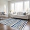 Homeroots 5' X 8' Navy Blue Beige And Ivory Striped Washable Indoor Outdoor Area Rug 598909 - alternate 4