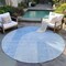 Homeroots 8' Sky Blue And Denim Blue Round Geometric Washable Indoor Outdoor Area Rug 582700 - alternate 5