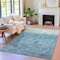 Homeroots 3' X 5' Teal Blue And Silver Abstract Washable Indoor Outdoor Area Rug 632095 - alternate 3