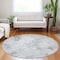 Homeroots 8' Gray Charcoal And Silver Round Geometric Washable Indoor Outdoor Area Rug 588270 - alternate 5