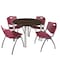 Regency Round Kee Breakroom Table W/ 4 M Stack Chairs, 48 in W, 48 in L, Neo Walnut TB48RNDNWBPCM47BY - alternate 1