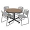 Regency Round Kobe Breakroom Table W/ 4 Zeng Stack Chairs, 48 in W, 48 in L, Noble Oak TKB48RNDNO44GY - alternate 1