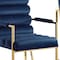 Homeroots Set of Two Tufted Navy Blue And Gold Upholstered Velvet Dining Arm Chairs 545057 - alternate 3