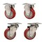 Service Caster 3 Inch Red Polyurethane Wheel Swivel Top Plate Caster Set with 2 Rigid SCC SCC-20S314-PPUB-RED-2-R314-2 - alternate 1