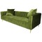 Homeroots 90" Olive Green Velvet Sofa And Toss Pillows With Gold Legs 489537 - alternate 4