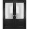 Sartodoors Solid Interior French Double Doors 64 x 80 inches, Lucia 22 Matte Black with Rain Glass, Wood Soli LUCIA22DD-BLK-64 - alternate 1