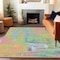 Homeroots 10' X 14' Pink Key Lime And Sky Blue Abstract Washable Indoor Outdoor Area Rug 609219 - alternate 5