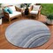 Homeroots 8' Denim Blue And Navy Blue Round Abstract Washable Indoor Outdoor Area Rug 577291 - alternate 1
