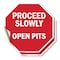 Signmission Proceed Slowly Open Pits, 4 inch X 4 inch, Vinyl Decal, 2PK OC-D-2PACK-4-111 - alternate 1